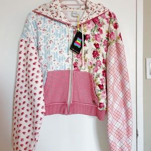 Teddy Fresh Patchwork zip up hoodie